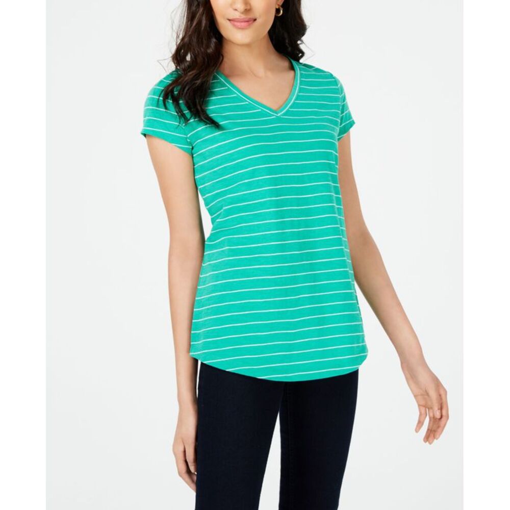 Maison Jules Striped V Neck Top